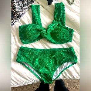 Green two piece swimsuit